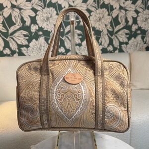 Etro Beige and Brown Paisley Travel Tote Bag